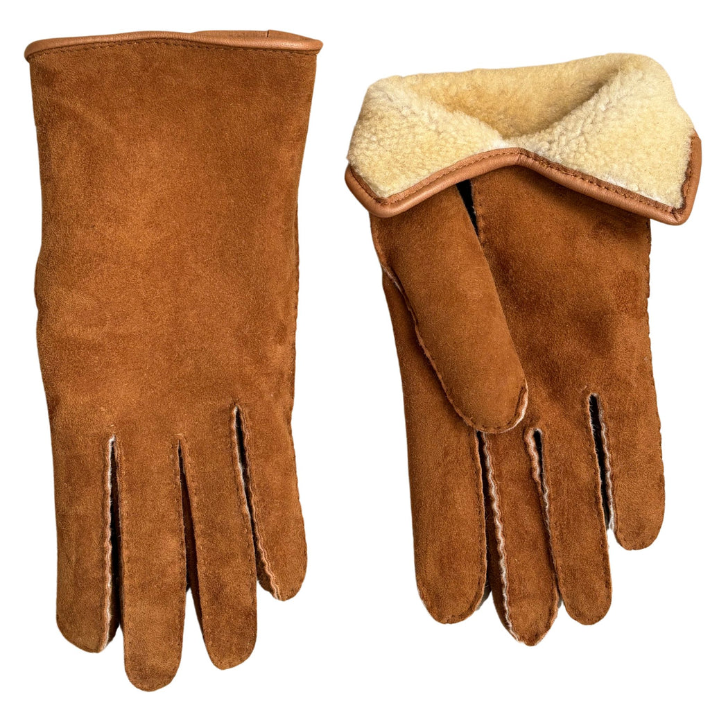 Damen Lammfell Winterhandschuhe Cognac