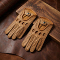 Men’s Driving Leather Gloves – Tan Deerskin, Handcrafted