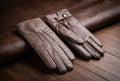 Men's Deerskin Leather Gloves Cashmere Lined Taupe