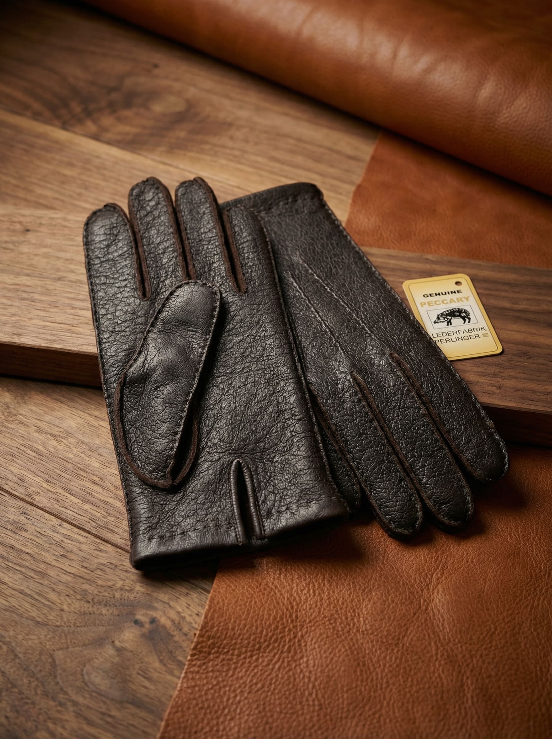 Damen-Handschuhe Pekari, ungefüttert, dunkelbraun – NM Gloves