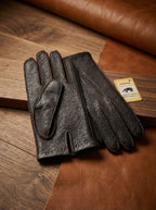 Women’s Peccary Leather Winter Gloves – Unlined, Dark Brown