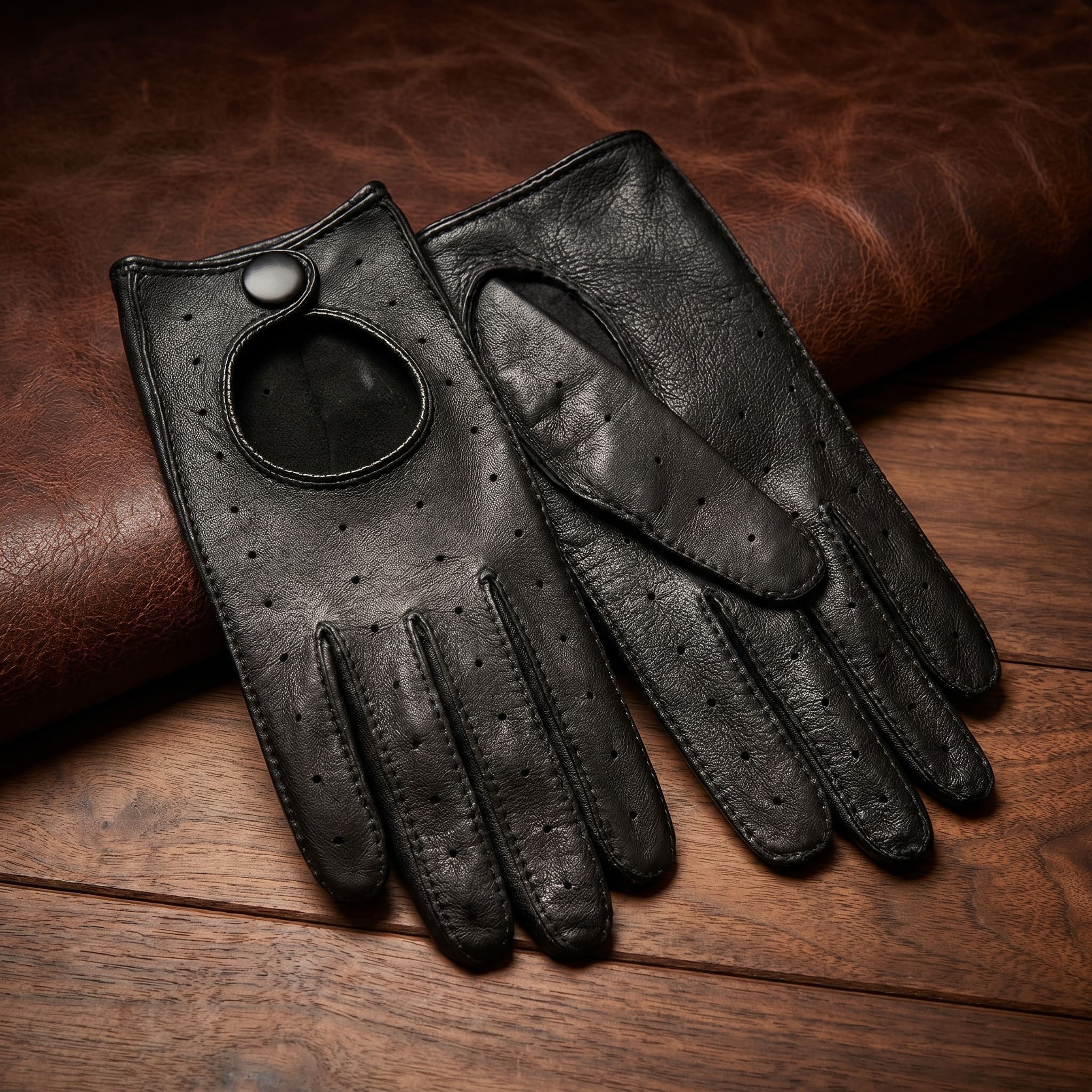 Women’s Hand-Sewn Lambskin Driving Gloves – Back Detail