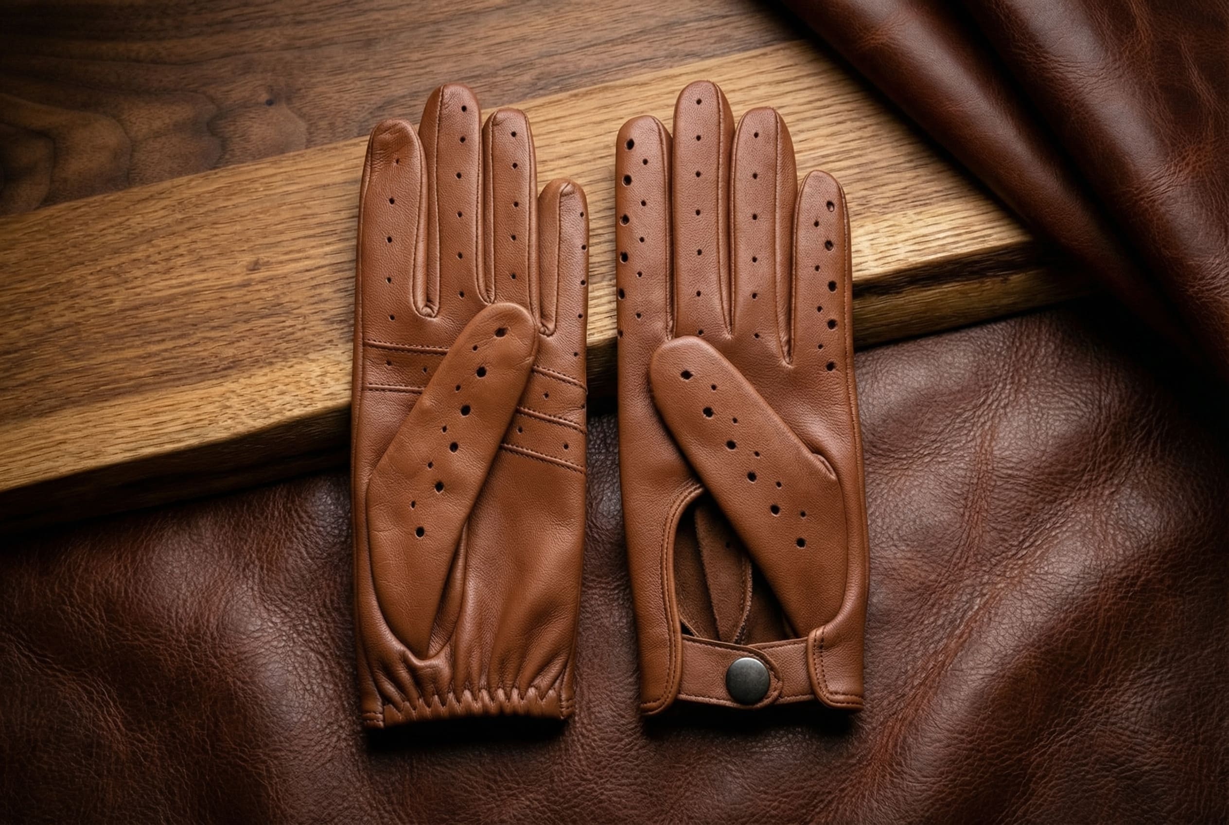 Women's Driving Gloves Cognac Nappa Leather – Handcrafted Italian Luxury