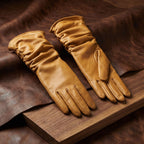 Damen Halblang Lammlederhandschuhe – Gelb, mit Seidenfutter