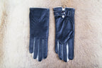 Women's Winter Gloves Black Deerskin White Cashmere Lining