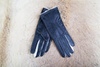 Women's Winter Gloves Black Deerskin White Cashmere Lining