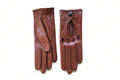 Damen-Fahrhandschuhe aus Nappaleder, dünnes Leder in Kork und Cognac