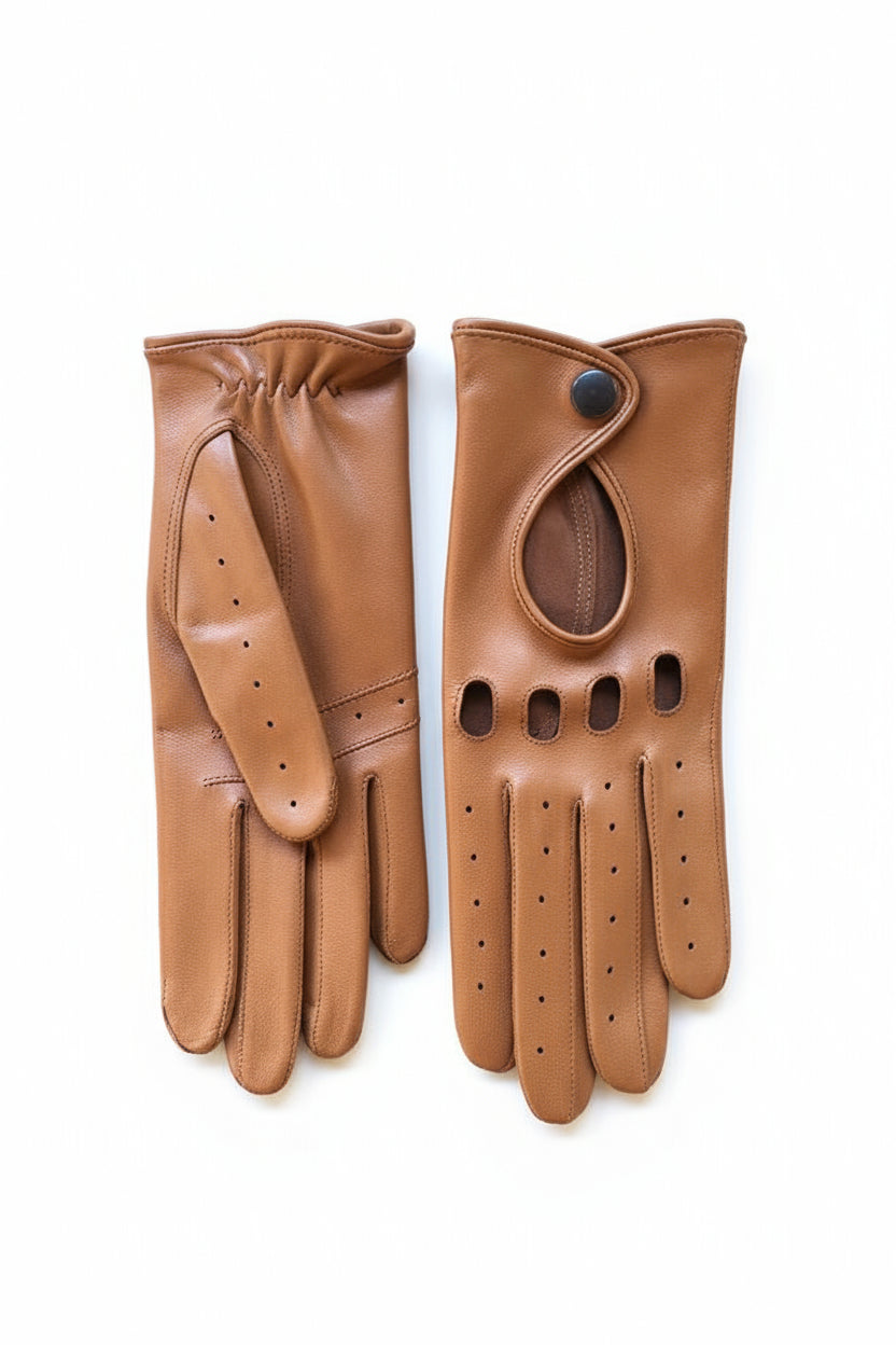 Fahrhandschuhe Nappaleder Kork & Cognac