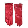 Women’s Unlined Nappa Leather Gloves – Red & Taupe