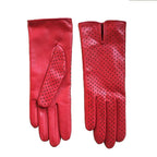 Women’s Unlined Nappa Leather Gloves – Red & Taupe